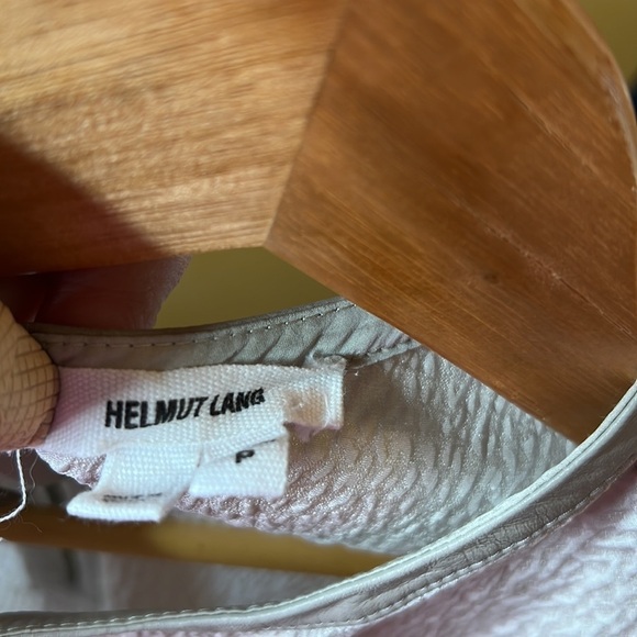 Helmut Lang 100% Silk Tan Top with Leather Trim Size Small - Picture 7 of 10